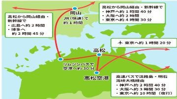 香川県へのアクセス地図