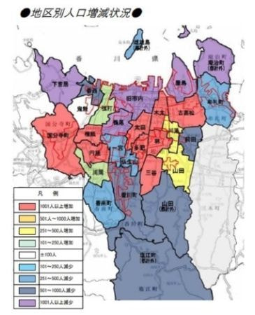 高松市人口増減地図