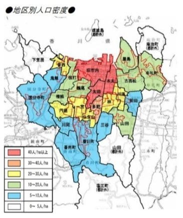 高松市人口密度地図